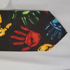 Steven Harris Novelty Tie - Black with Colorful Handprints